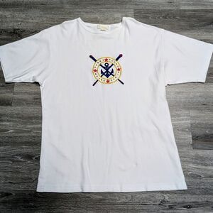 Vintage Nautical Theme T Shirt Women's XXL Cotton